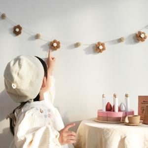 뽀글이 꽃 가랜드 플라워 아기방꾸미기 크리스마스 벽걸이 소품