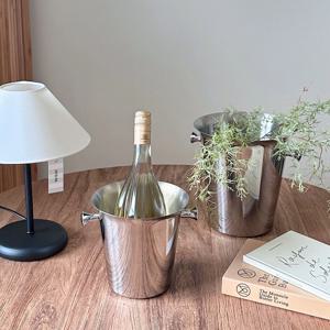 플라워 실버 바스켓 2Sizes 와인 칠러 스텐 아이스버킷 화병