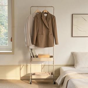 데일리 컬러플 접이식 트롤리행거 W500 베이지