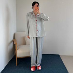 레드파이핑줄잠옷 홈웨어 파자마세트 수면 긴팔긴바지