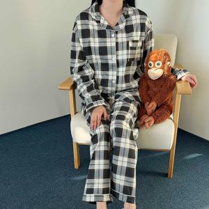 무드믹스체크잠옷 홈웨어 파자마세트 수면 긴팔긴바지