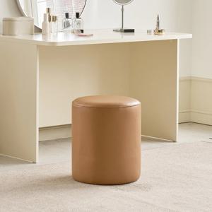 뉴토리 원형 스툴 PU 브라운