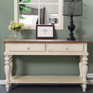 엔틱수입가구 원목 투톤 빈티지화이트 사이드보드 콘솔 5265-856 서랍테이블