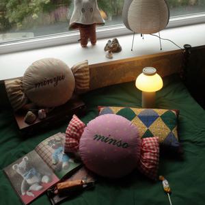 네이밍캔디 쿠션, 자수캔디 쿠션, 사탕자수 쿠션