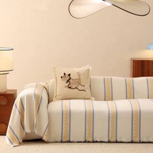 [해외] 로랑 스트라이프 프렌치스타일 순면 쟈카드 쇼파커버&담요