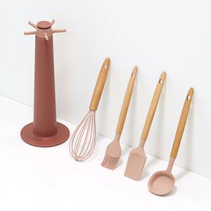 [리퍼] 실리콘 조리도구세트 5P 미니국자 요리주걱 솔 거품기 조리도구걸이