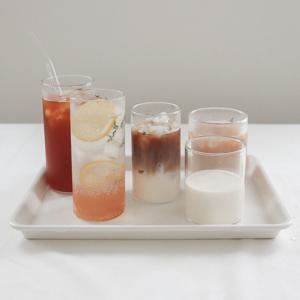 홈카페 일자 내열 유리컵 글라스 350ml(높은형) 에이드 아이스 아메리카노 라떼잔