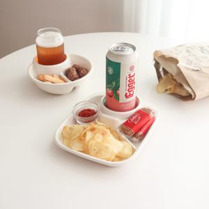 화이트 사각 바베큐 트레이 간식 다이어트 식판