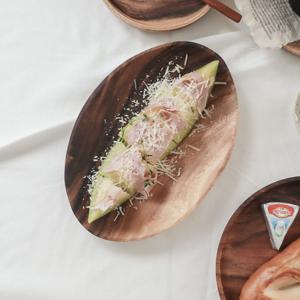 아카시아 우드 타원 플레이트 캠핑 나무접시 M(25cm)