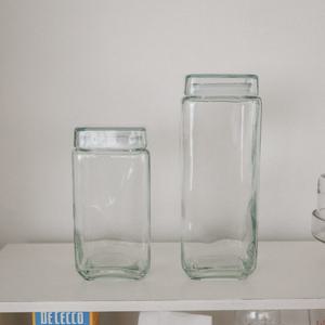 사각 유리병 저장용기 L(3000ml) 원두 커피캡슐 보관 글라스