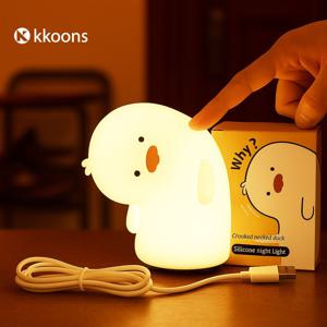 귀여운 갸우뚱 오리 무드등 실리콘 터치 아이방 무드등 침대 수면 조명