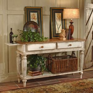 엔틱수입가구 원목 빈티지화이트 확장형 콘솔테이블 4508-856 투톤서랍장