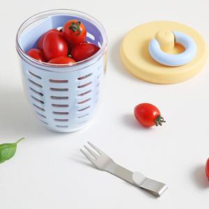 휴대용 컵과일 용기 채반 있는 과일 도시락통 샐러드 보틀 포크세트 링 후르츠팟