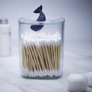 QUALY 고래 오션 컨테이너 화장솜케이스 욕실 면봉 치실 다용도 투명 미니 수납 보관함