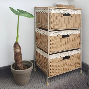 꼬임 로프 라탄바구니 3단 서랍장 (라탄서랍장)