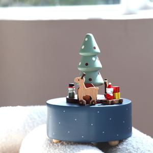 뮤직박스 우드 오르골 블루 크리스마스