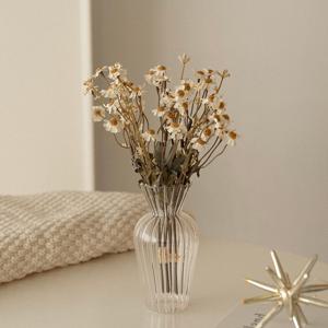 어텀 데이지 조화 말린 꽃 유리화병 세트