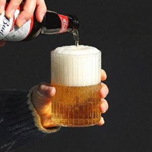 감성적인 플리츠 주름 내열 유리컵 일자 주름잔 위스키 하이볼 언더락 2size