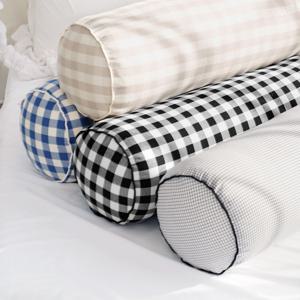 포어스 디자인 체크 바디필로우 원형 롱쿠션 커버 4color