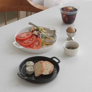 마일드 도자기 양손 접시 2size 2color 브런치 플레이트 베이커리 그릇 카페