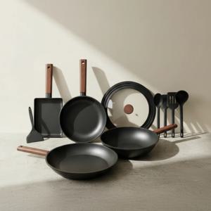 무료배송! 오일마스터 시리즈 티타늄 코팅 컴팩트풀키친 프라이팬 세트 10종