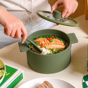실리쿤 저당밥솥 전자레인지 찜기 전자렌지용기 실리콘냄비 올팟 20cm
