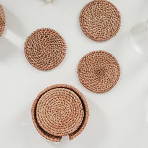 내츄럴 라탄 원형 티코스터 컵받침 1P(10cm)