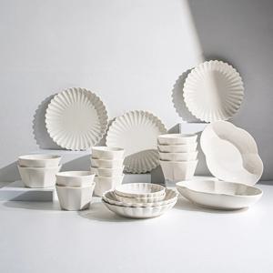 네이처 프리즈 화이트 6인 한식 한상 접시 그릇세트 (21P)