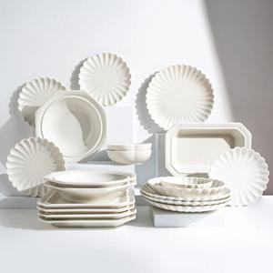 네이처 화이트/그레이+프리즈 6인 양식 파스타볼 접시세트 (20P)