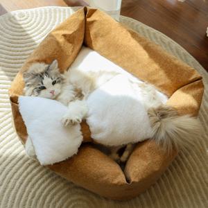 코코 리본 쿠션 - 고양이 코르크 양면 마약 방석 꾹꾹이 침대 강아지 애견