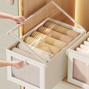 35L특대형 투명창 덮개 패브릭 리빙박스 수납함 옷정리함