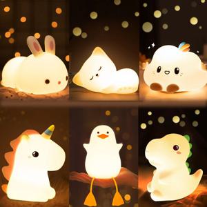 실리콘 무드등 토끼 고양이 구름 공룡 유니콘 오리 조명 (충전식 / 리모컨포함)