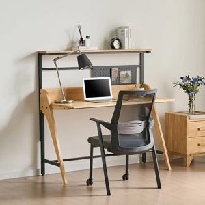 우디에 선반책상 고등학생 중학생 서재 공부 타공판 책상 고무나무 원목 1200