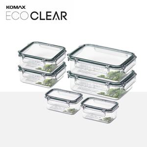에코클리어 보관용기 6종세트 그리너리 국내생산 에코젠 PRO 향균실리콘 심플 강력 밀폐용기