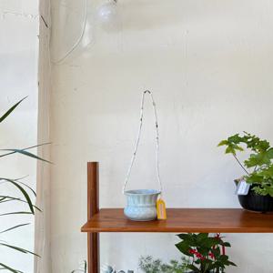 빈티지 행잉 화분 - White / White strap