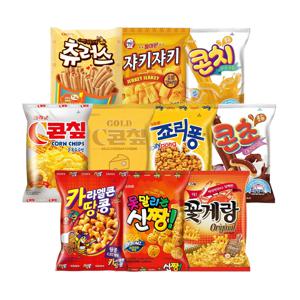 크라운 봉지과자 10종 세트 / 콘칲 죠리퐁 신짱 꽃게랑 츄러스