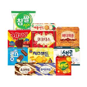 크라운 사무실 과자 세트 10+1 (총 11종) / 버터와플 참쌀선과 초코하임 빅파이
