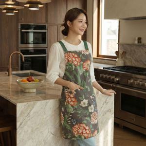 스탠 방수앞치마 공방 주방 러블리 플라워 원피스형 (2color)