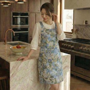 헬론 방수앞치마 공방 주방 러블리 플라워 원피스형 (2color)