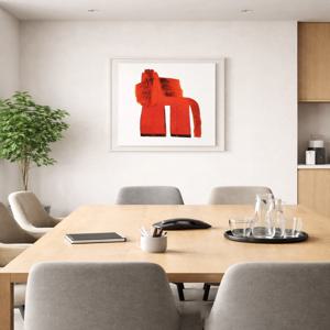 김점선 - 빨간 말 에너지와 좋은 기운을 불러오는 말 그림액자 사무실 풍수 인테리어