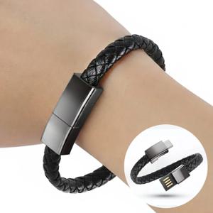 고속충전 데이터전송 USB 가죽 팔찌 케이블 C타입 휴대용 여행용 핸드폰 충전 케이블