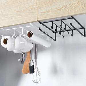 싱크대 틈새 주방 철제 선반 키친타올걸이+8구 후크걸이 다용도수납 2color