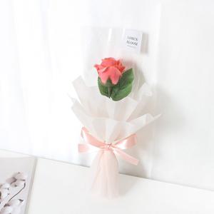 한송이 장미, 골드테두리 핑크 비누장미, 미니꽃다발, 비누꽃다발, 한송이꽃, 답례품
