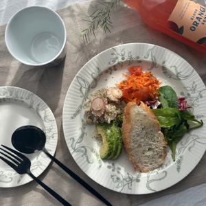 파스타 접시 23cm 꽃 레터링 일본 그릇