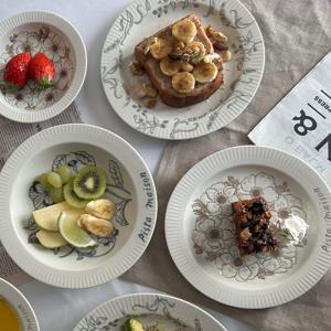 케이크 접시 20cm 꽃 레터링 일본 그릇