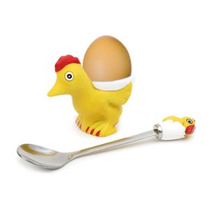 파켈만 계란 컵 에그홀더 달걀 컵 트레이 스탠드 디저트 스푼 포함 세트