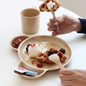 빈티지 곰돌이 멜라민 접시 무독성 어린이 식기 (4colors)