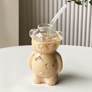 귀여운 홈카페 곰돌이 유리잔 320ml