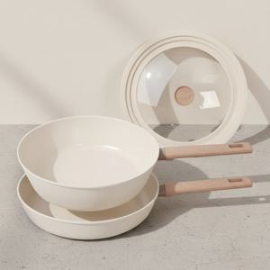 베로 시리즈 세라믹 코팅 프라이팬 28cm+궁중팬 28cm+실리콘 커버 24-28cm 세트
