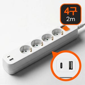 고용량 4구 멀티탭 2m C타입 USB 멀티탭 3500W 멀티콘센트
